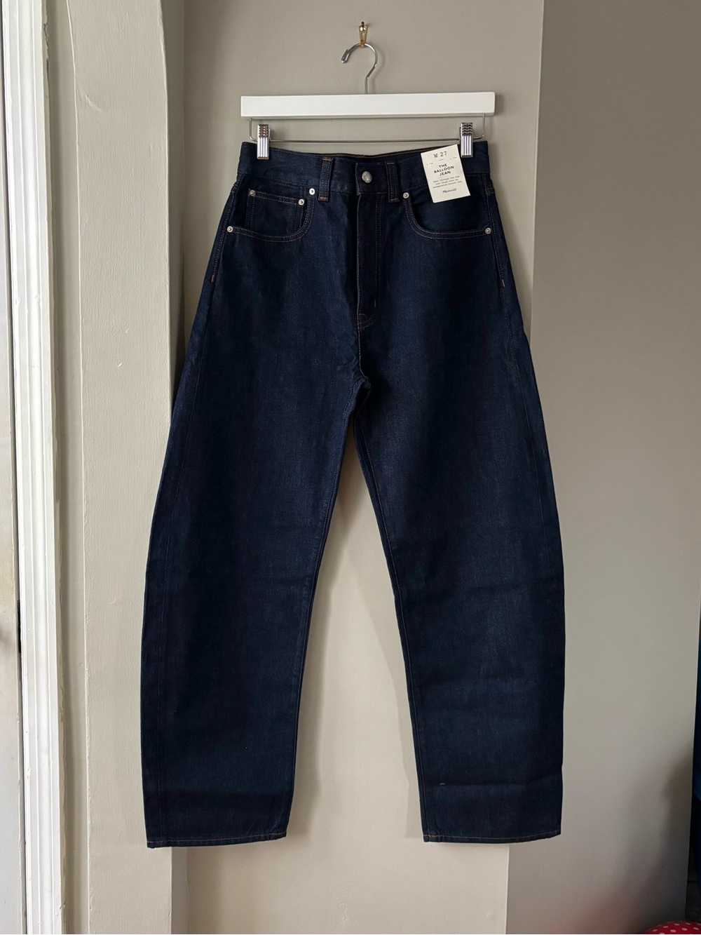 NWT Balloon Jean, Rinse + Rigid Wash, 27